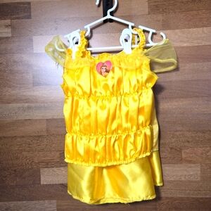 Disney Princess Belle Costume Girls Yellow 2 Piece Dress Up Set Beauty and Beast